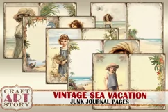 Vintage sea vacation junk journal pages,Beach journal Product Image 3
