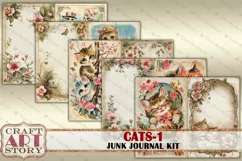 Funny Cats junk journal pages-1, fantasy cartoons 50's style Product Image 3