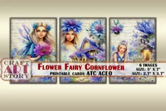 Flower Fairy Cornflower Collage picture cards Atc ACEO Product Image 3