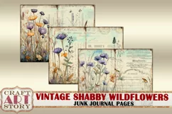 Shabby wildflowers Junk Journal Pages,plant backgrounds Product Image 3