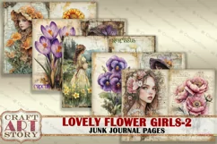 Vintage Lovely flower girls Junk Journal kit-2,scrapbooking Product Image 3