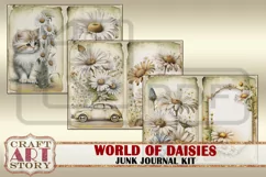 Daisies fantasy Junk Journal Pages,Vintage Floral papers Product Image 3