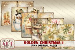 Vintage Golden Christmas-1 Junk Journal Kit,Printable Collag Product Image 3