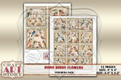 Ephemera Pack Boho birds flowers card set, floral Product Image 3
