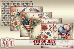 Patriotic Junk Journal Pages,4th of July scrapbook papers Product Image 3