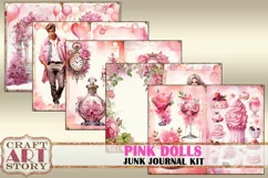 Pink dolls Junk Journal Pages,scrapbook digital paper Product Image 3