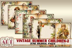 Vintage Summer children-2 junk journal pages, child life Product Image 3
