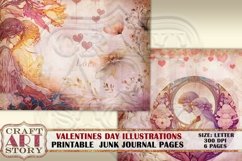 Valentines Junk Journal Pages,Digital Collage Valentine Day Product Image 3