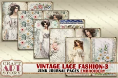 Vintage lace fashion Junk Journal Kit part 3 Embroidery Product Image 3