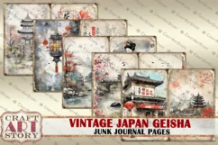 Vintage Japan Geisha Junk Journal picture collage,Digital Product Image 3