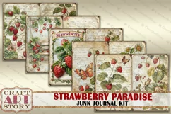 Vintage Strawberry Fantasy Junk Journal Pages, printables Product Image 3