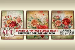 Valentines picture collage Floral Heart cards Atc ACEO Product Image 3