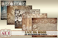 Vintage Background Paper Lace wood Printable 20 Pages Product Image 3