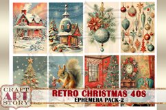 Retro Christmas Ephemera Pack,1940s papers,retro card Product Image 3