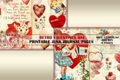 Retro Valentines Day Junk Journal Kit,Printable Product Image 3