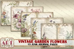 Vintage garden flowers Junk Journal Pages,retro Scrapbook Product Image 3