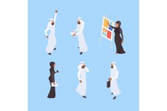 Muslim isometric. Business arabic characters working office Product Image 1