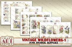 Vintage Wildflowers junk journal Supplies,Botanical Product Image 4