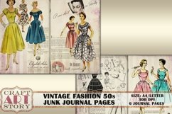 Vintage fashion 1950s Junk Journal Pages,picture collage Product Image 3