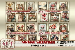 Vintage Valentine's Day-1 animals collage cards atc BONUS Product Image 4