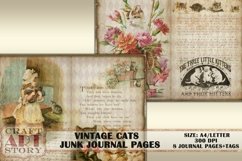 Vintage cats Junk Journal Kit,Printable Collage Pages Product Image 5
