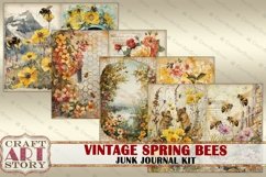 Vintage Spring bees Junk Journal Pages, digital papers Product Image 4