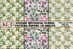 Vintage botanical Kit Backgrounds,Collage Sheets floral Product Image 4