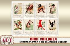 Bird Children Ephemera Pack-1,Bird girls Printable kit Product Image 4