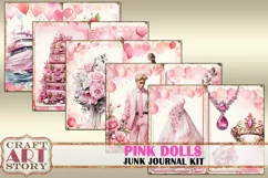 Pink dolls Junk Journal Pages,scrapbook digital paper Product Image 4
