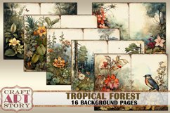 Tropical forest Blank background junk journal Pages Product Image 4