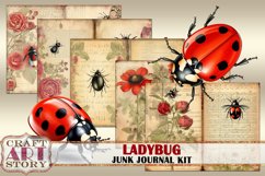 Vintage Ladybug Junk Journal Pages,Insects ephemera papers Product Image 4