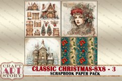 Classic Christmas Scrapbook Paper Pack-3,8x8 DIGITAL papers Product Image 4