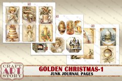 Vintage Golden Christmas-1 Junk Journal Kit,Printable Collag Product Image 4