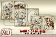 Daisies fantasy Junk Journal Pages,Vintage Floral papers Product Image 4