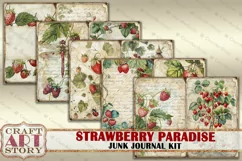 Vintage Strawberry Fantasy Junk Journal Pages, printables Product Image 4