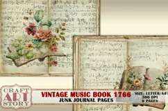 Vintage junk journal Pages,music book picture collage Product Image 4