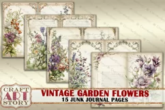 Vintage garden flowers Junk Journal Pages,retro Scrapbook Product Image 4