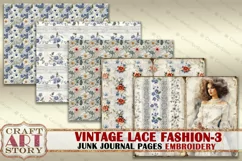 Vintage lace fashion Junk Journal Kit part 3 Embroidery Product Image 4