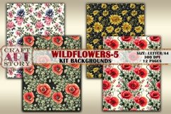 Wildflowers Kit Backgrounds,floral journal papers-5,12 Pages Product Image 4