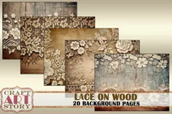 Vintage Background Paper Lace wood Printable 20 Pages Product Image 4