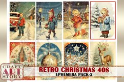 Retro Christmas Ephemera Pack,1940s papers,retro card Product Image 4