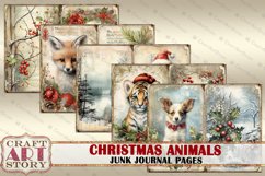 Vintage Christmas animals Junk Journal Pages,winter Product Image 4