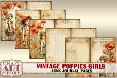 Vintage poppies girls Junk Journal Kit printables poppie Product Image 4
