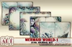 Mermaid world junk journal watercolor Kit-1,fantasy ocean Product Image 4
