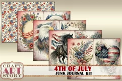 Patriotic Junk Journal Pages,4th of July scrapbook papers Product Image 4