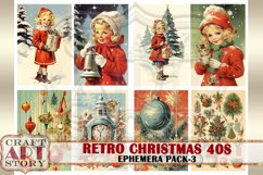 Retro Christmas Ephemera Pack,1940s papers,retro card Product Image 4
