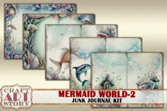 Mermaid world junk journal watercolor Kit-2,fantasy ocean Product Image 4
