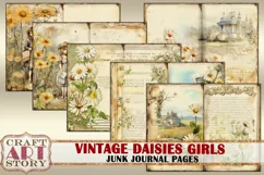 Vintage daisies girls Junk Journal Kit printables daisy Product Image 4