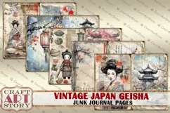 Vintage Japan Geisha Junk Journal picture collage,Digital Product Image 4