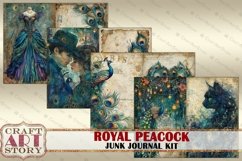 Royal peacock Junk Journal Kit, feathers peacock Product Image 4